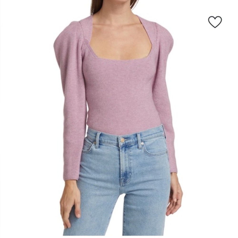 Astr Mauve Ribbed Square Neck Cut-out sweater